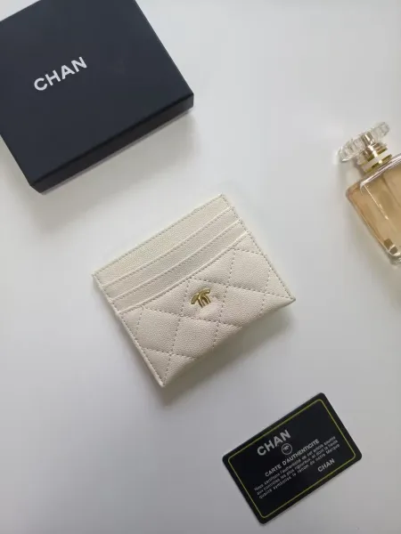 Chanel Classic Quilted Caviar Leather Card Holder Red Wallet - 13