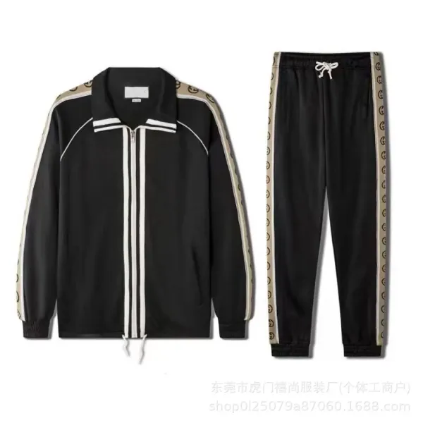 Gucci Track Jacket Black Beige GG Web Striped Outerwear - 12