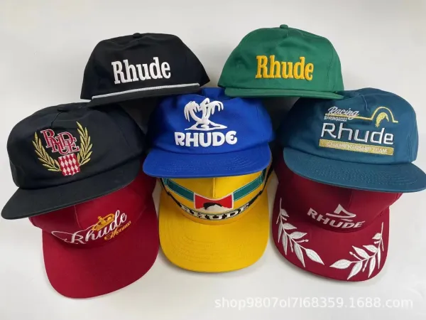 Rhude Script Crown Embroidered Burgundy Baseball Cap Hats - 2