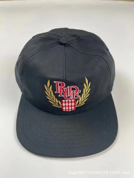 Rhude Script Crown Embroidered Burgundy Baseball Cap Hats - 10