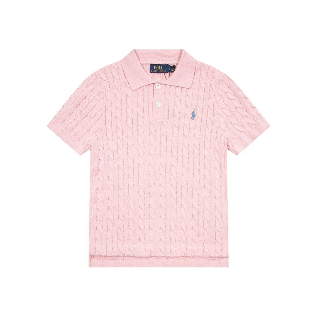 Polo Ralph Lauren Knitwear Cable-Knit Short-Sleeve Shirt — Pink