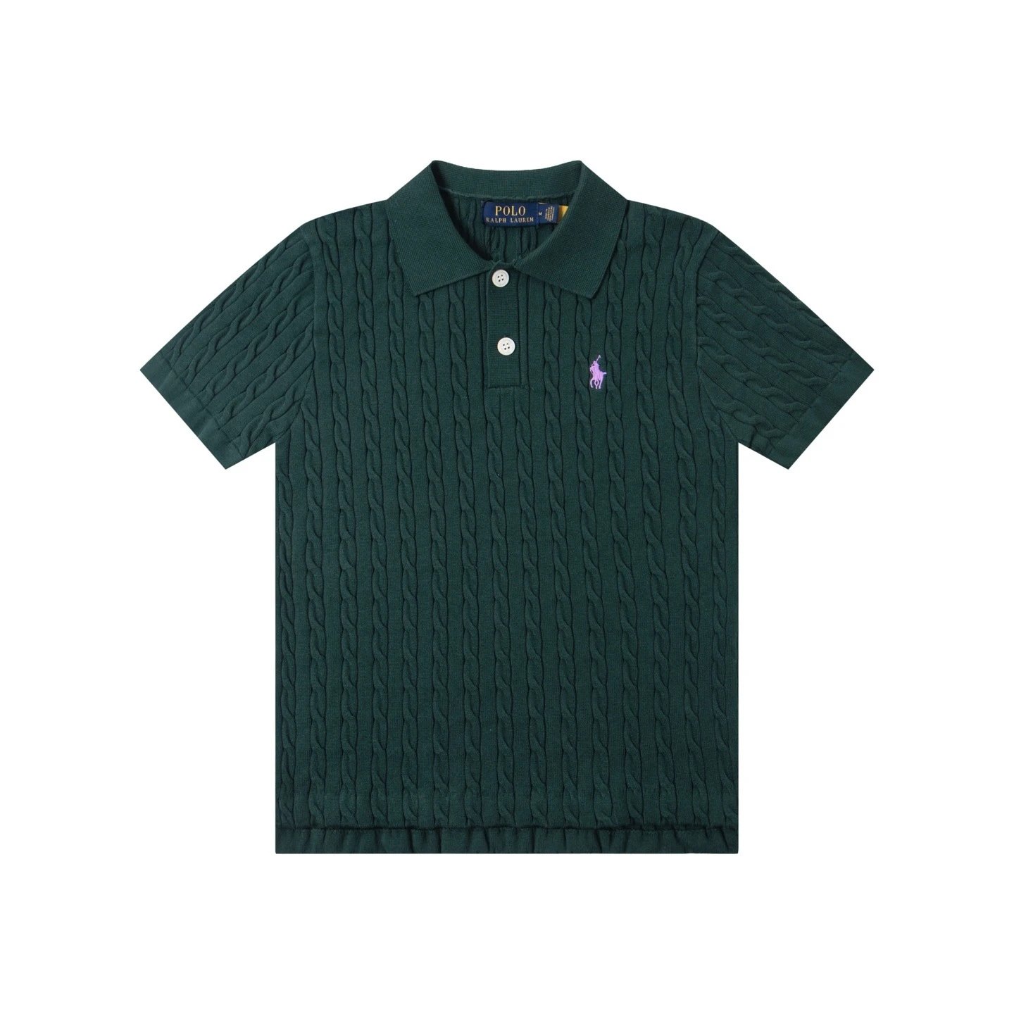Polo Ralph Lauren Knitwear Cable-Knit Short-Sleeve Shirt — Dark Green