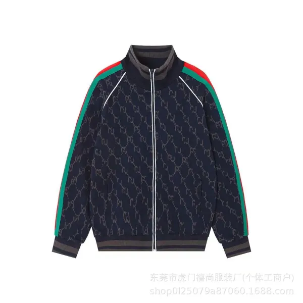 Gucci Track Jacket Black Beige GG Web Striped Outerwear - 19