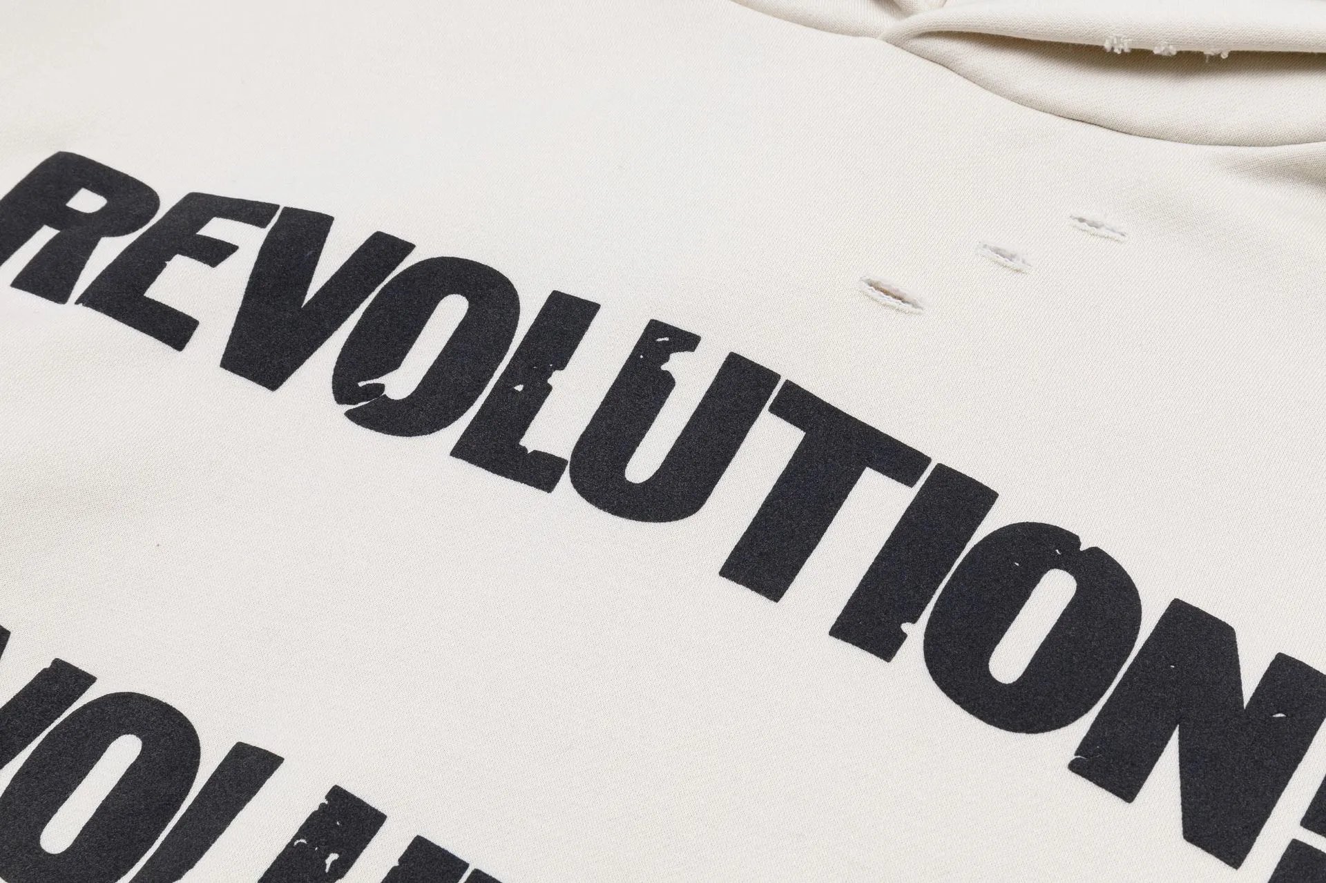 Design Revolution! Distressed Hoodie Beige - 14