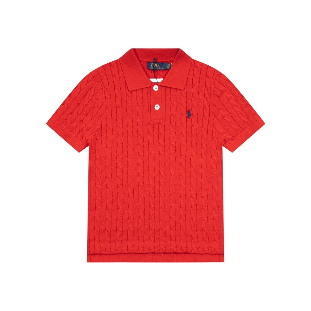 Polo Ralph Lauren Knitwear Cable-Knit Short-Sleeve Shirt — Red