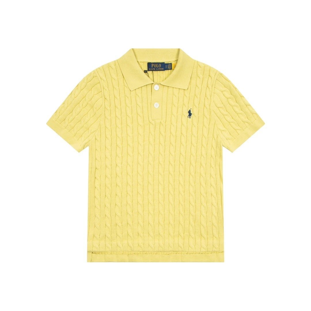 Polo Ralph Lauren Knitwear Cable-Knit Short-Sleeve Shirt — Yellow