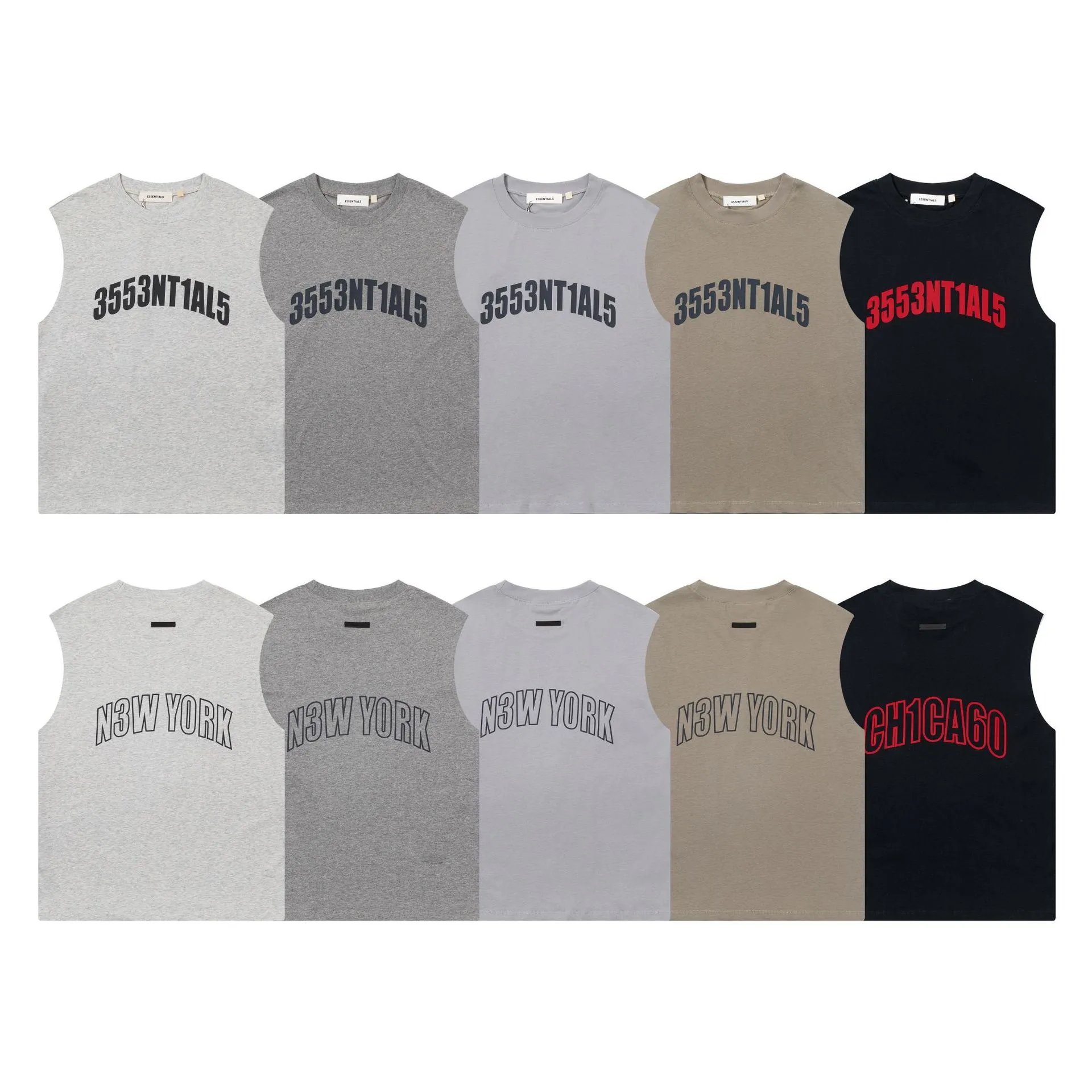 Essentials Arch Logo Sleeveless Top Beige Vest-Top - 2
