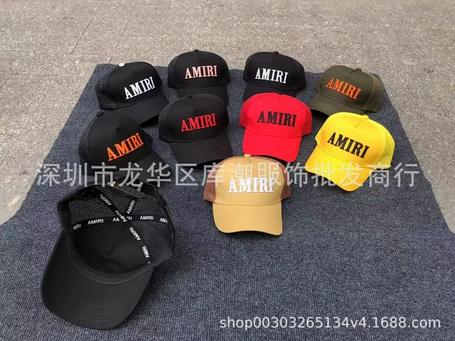 AMIRI Hats Mesh Trucker Cap with Embroidered Three-Star or Monogram Design product detail image 5