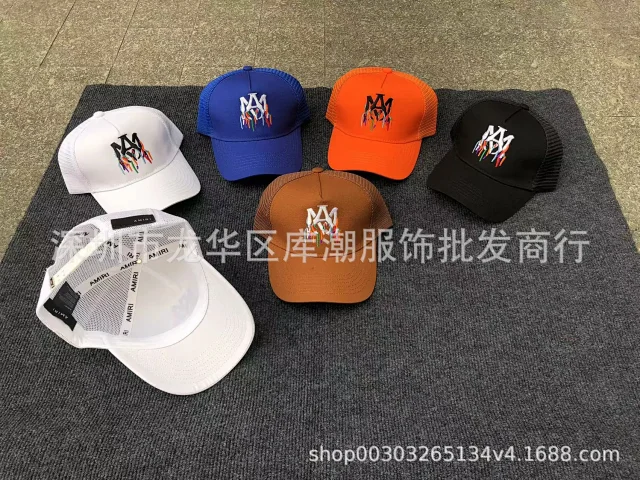 AMIRI Hats Mesh Trucker Cap with Embroidered Three-Star or Monogram Design product detail image 6