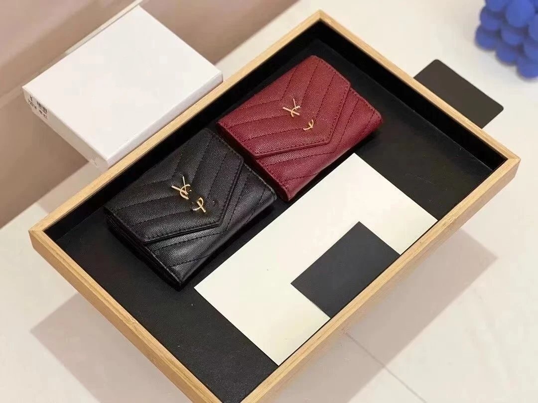 Saint Laurent Monogramme Wallet in Burgundy Short Wallet - 2