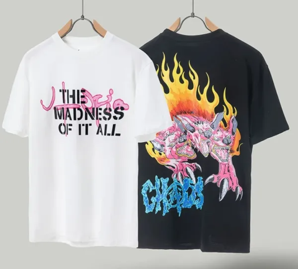 Design 'The Madness of It All' Graphic T-Shirt Set - White & Black - 1