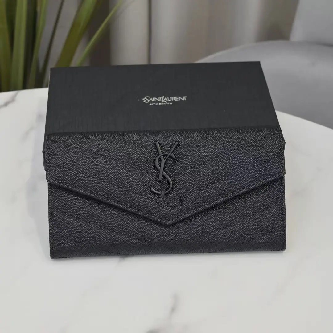 Saint Laurent Monogram Envelope Clutch Beige Long Wallet - 6