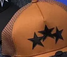 Design Three Star Trucker Hat Tan - 1