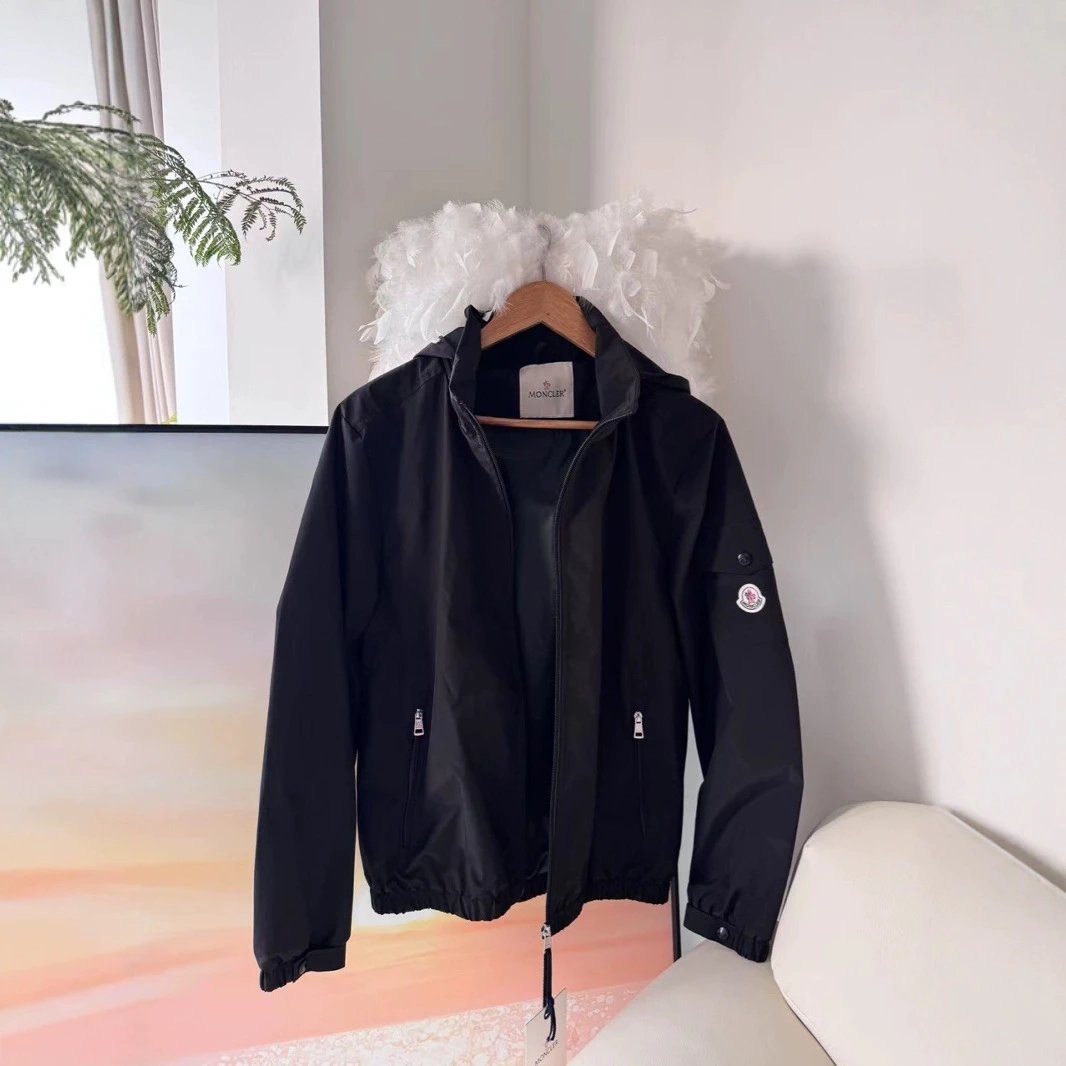 Moncler Jackets Hooded zip-up jacket with sleeve patch and zip pockets image 4
