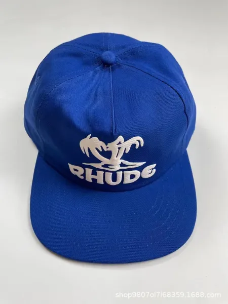 Rhude Script Crown Embroidered Burgundy Baseball Cap Hats - 5