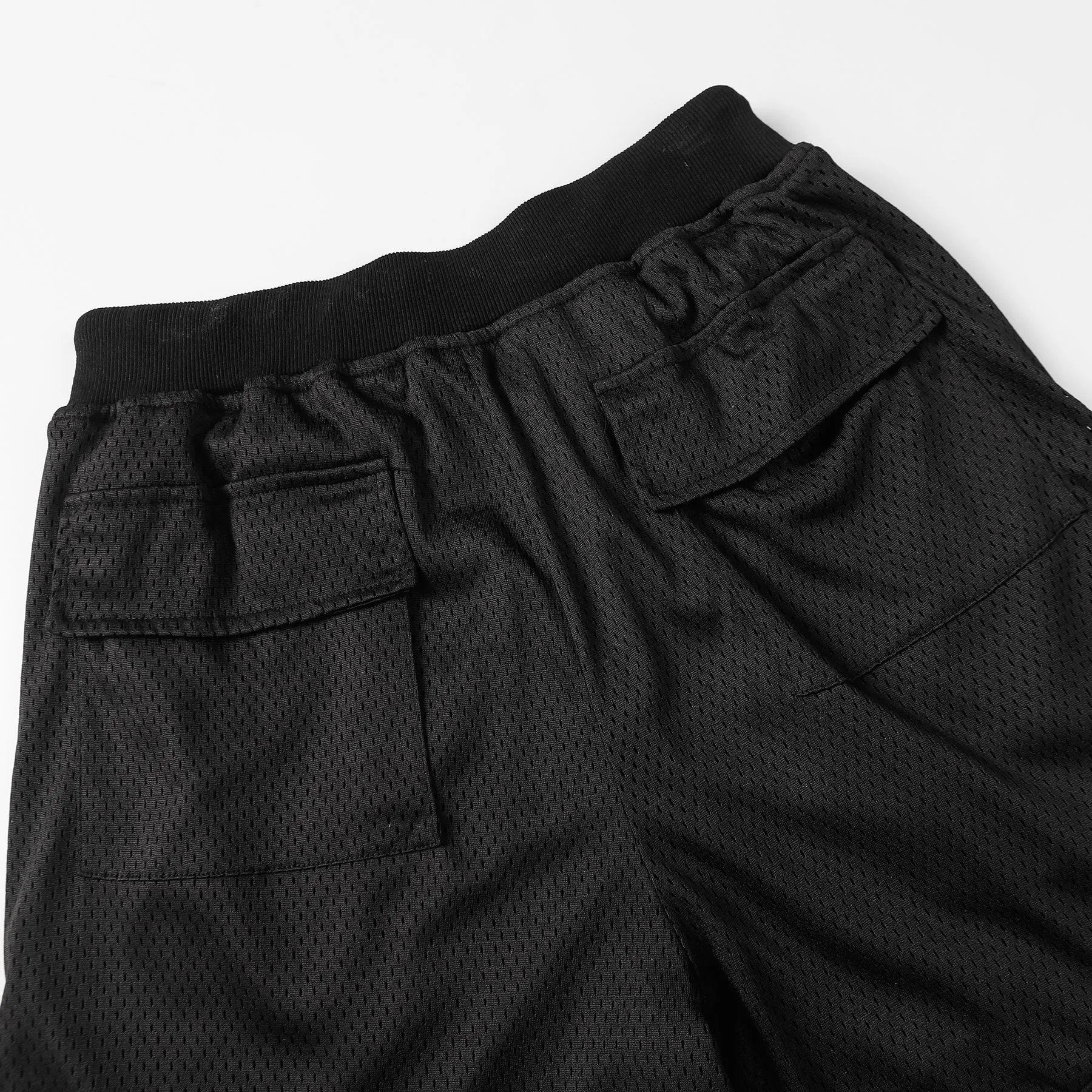 Design Mesh Basketball Shorts Black with White Trim - 6