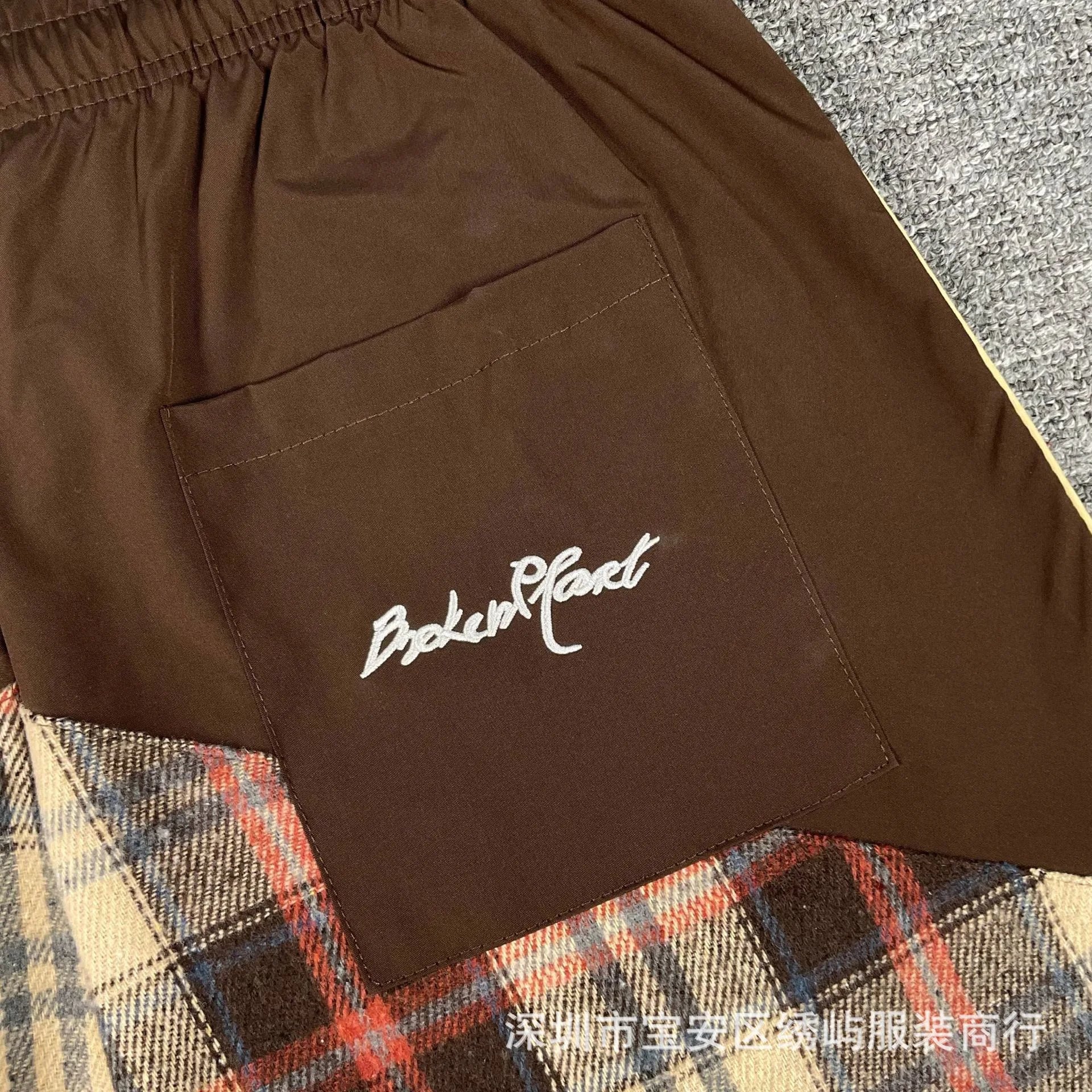 Design Plaid Panel Shorts Red Black Multicolor Shorts - 11