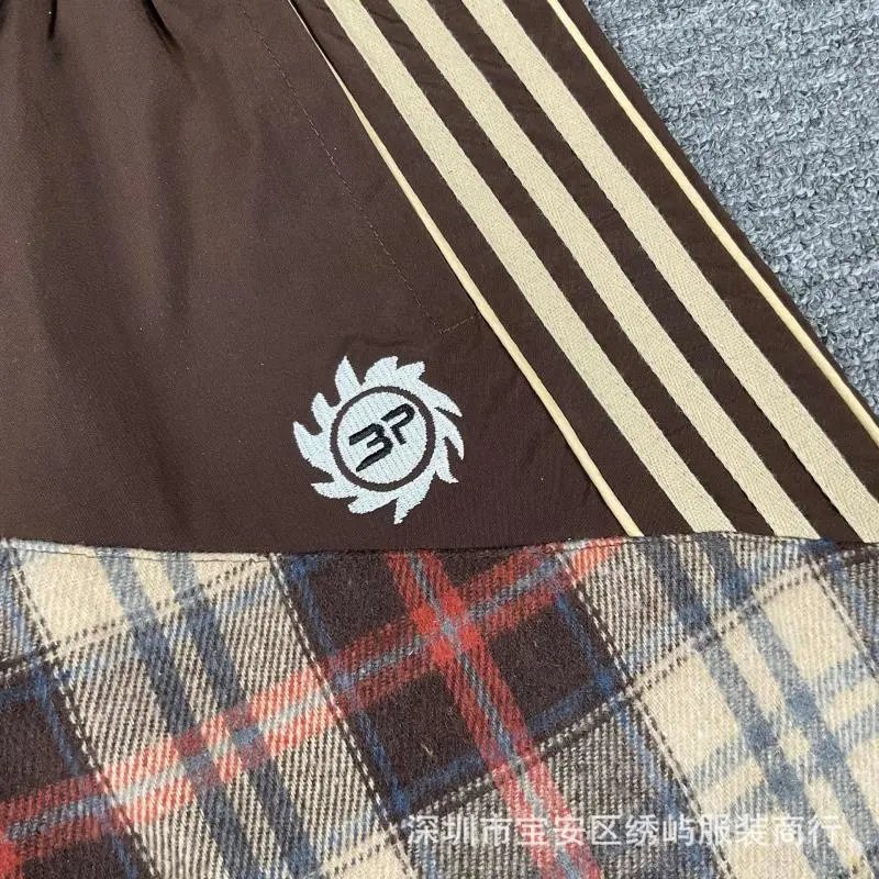 Design Plaid Panel Shorts Red Black Multicolor Shorts - 7