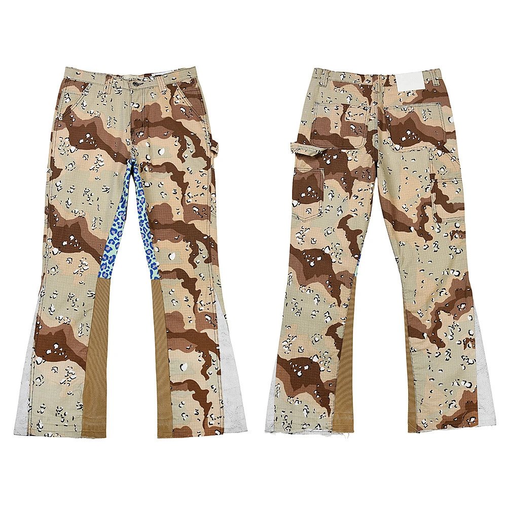 Patchwork Desert Camo Flare Pants Multicolor