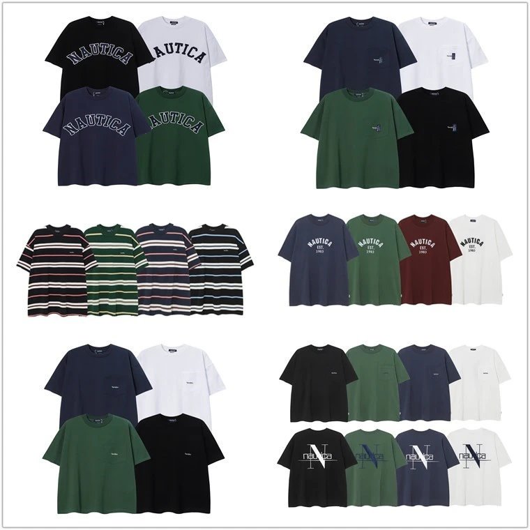 Hasegawa NT Pocket Letter Stripe Loose-Fit Short Sleeve T-Shirt - Japanese Style Unisex Casual Tee, Multiple Colors