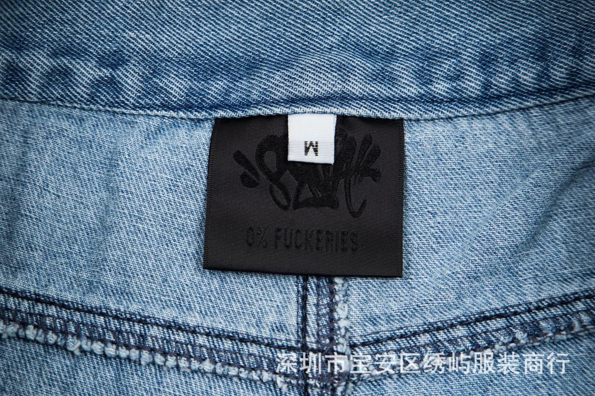 Design Graffiti Logo Black Denim Shorts - 11