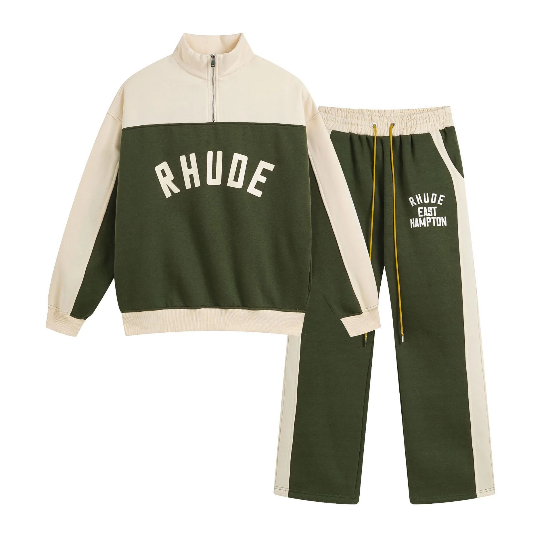 Rhude Technical Track Pants Light Gray with Cream Panels - 12