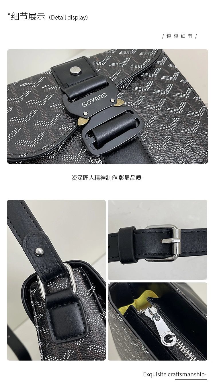 Goyard Saint Louis Saddle Bag Gray Chevron Leather Crossbody Bag - 3
