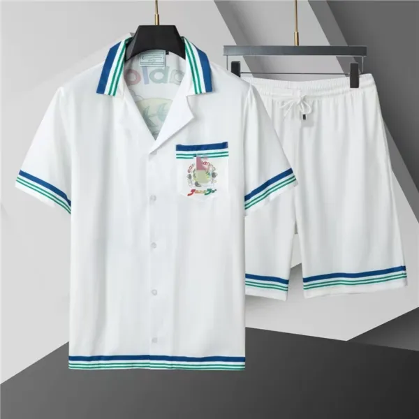 Design School Uniform Style White with Blue and Green Trim Casual Set - 1