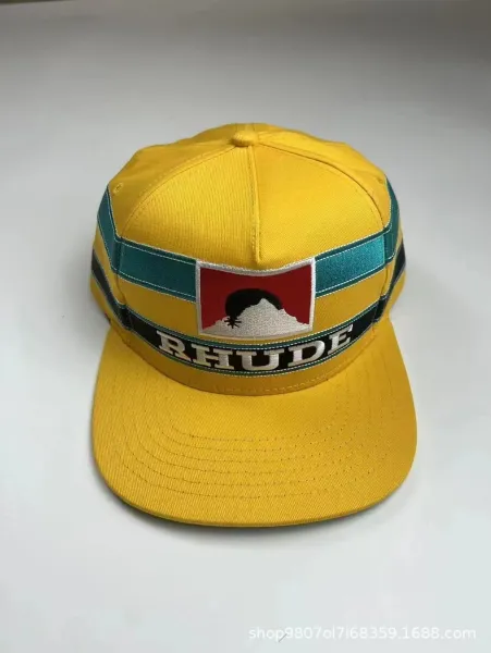 Rhude Script Crown Embroidered Burgundy Baseball Cap Hats - 3