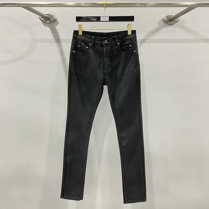 Dark Classic Versatile Autumn/Winter Wax Coating Process Independently Designed Long Jeans - Vet