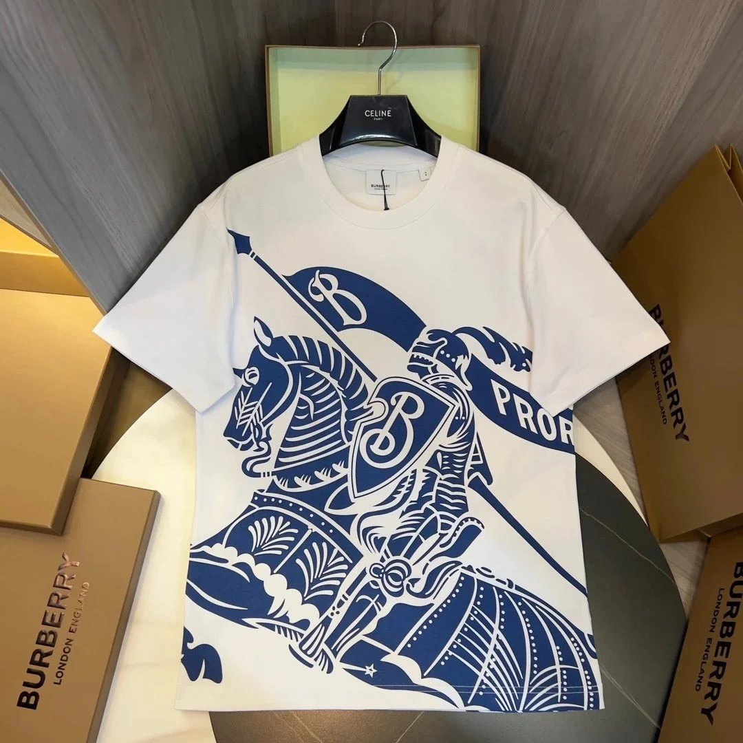 Burberry TB Equestrian Knight Print Cotton Casual Crew Neck Short Sleeve Tee