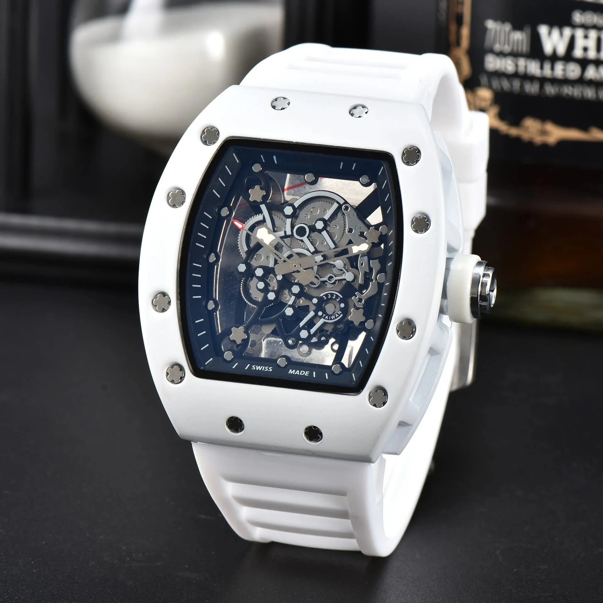 Ceramic Series White Black Dial White Strap