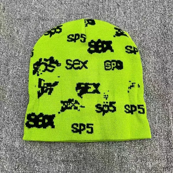 SP5DER All-Over Print Neon Green Beanie - 1