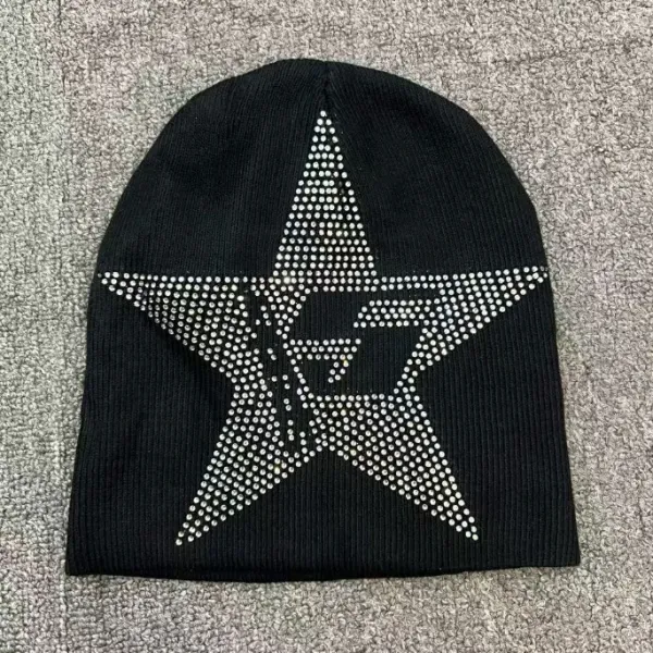 Design Star Embellished Beanie Black - 1