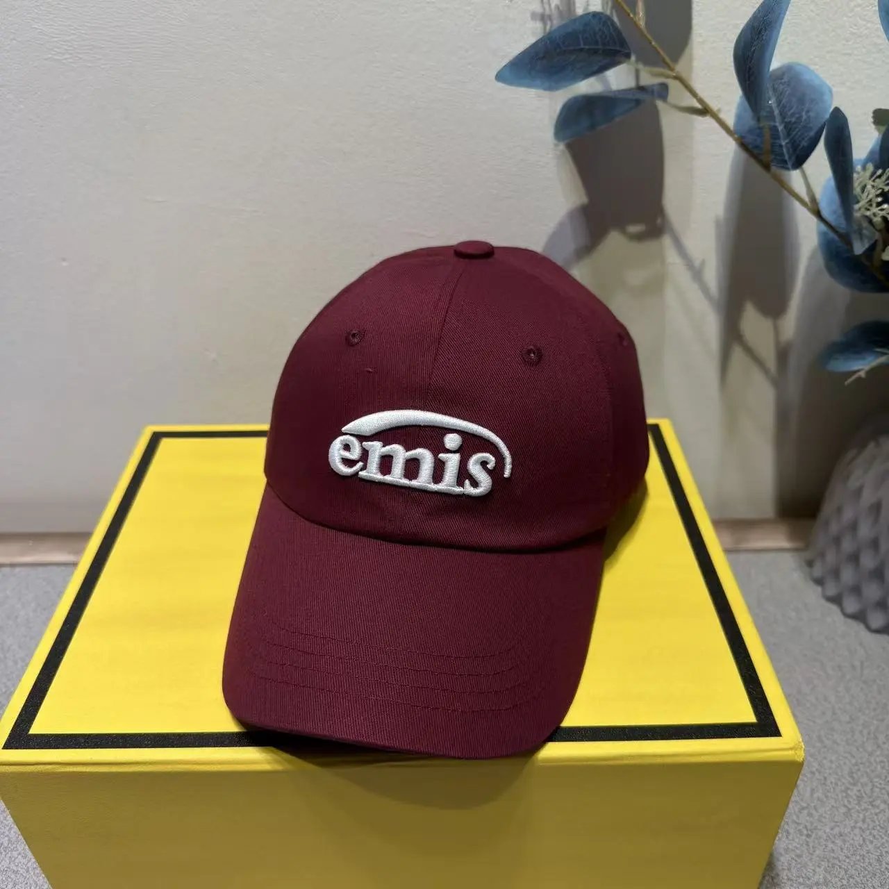 Design Emis Logo Embroidered Khaki Baseball Cap - 4