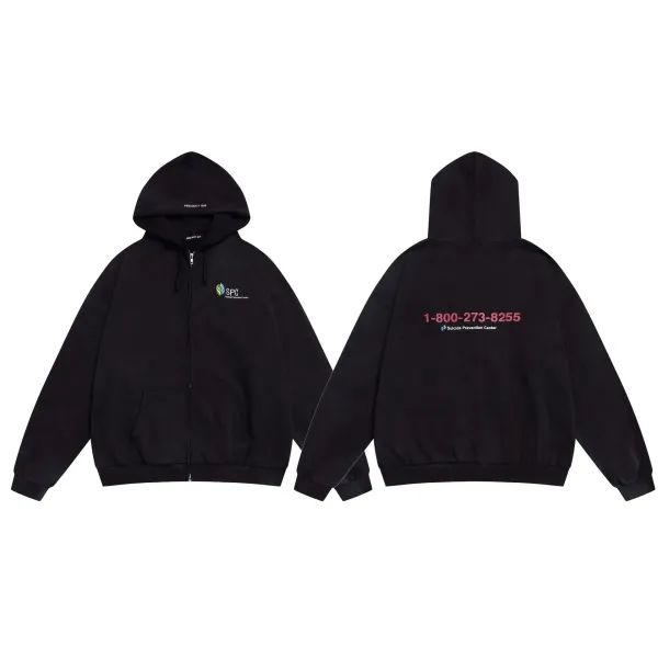 Project G/R x SPC Suicide Prevention Center Zip-Up Hoodie Black - 1