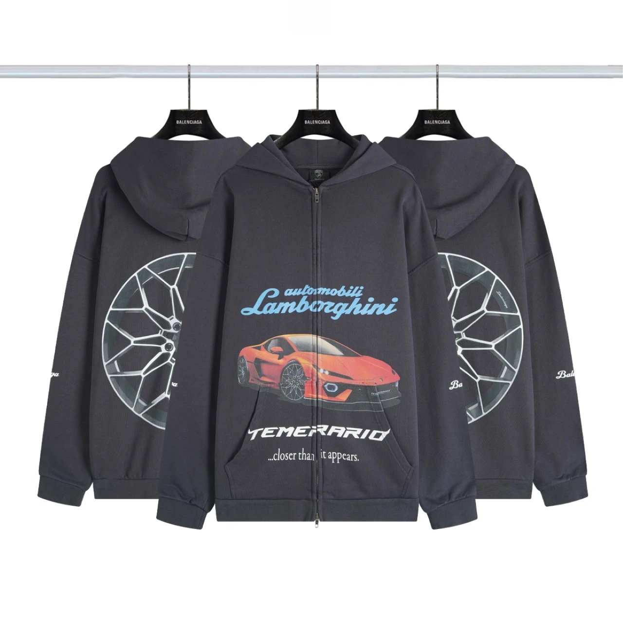 Balenciaga Distressed Logo Zip Hoodie photo 3