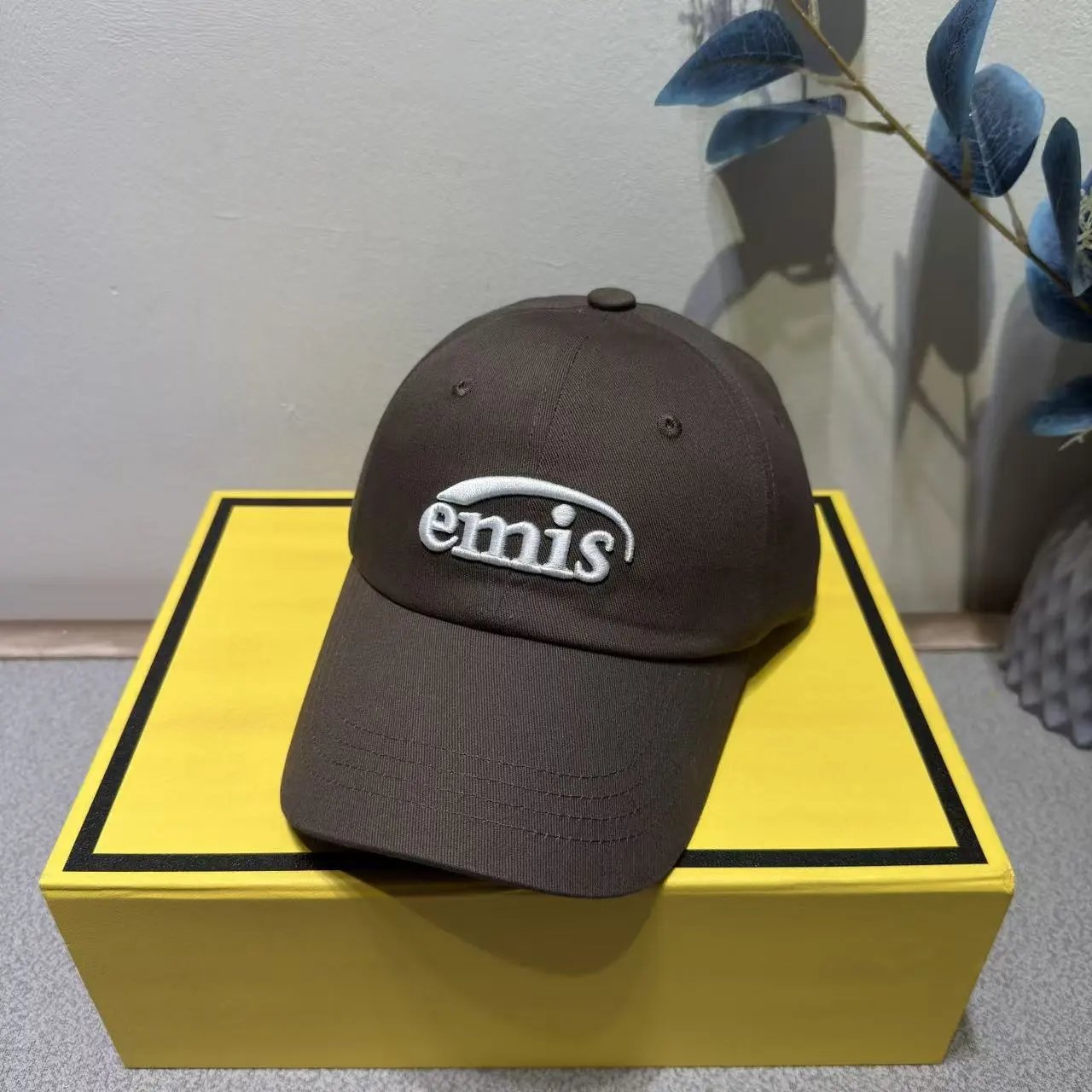 Design Emis Logo Embroidered Khaki Baseball Cap - 16