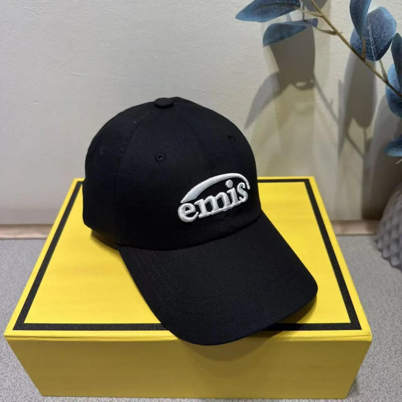 Design Emis Logo Embroidered Khaki Baseball Cap - 7