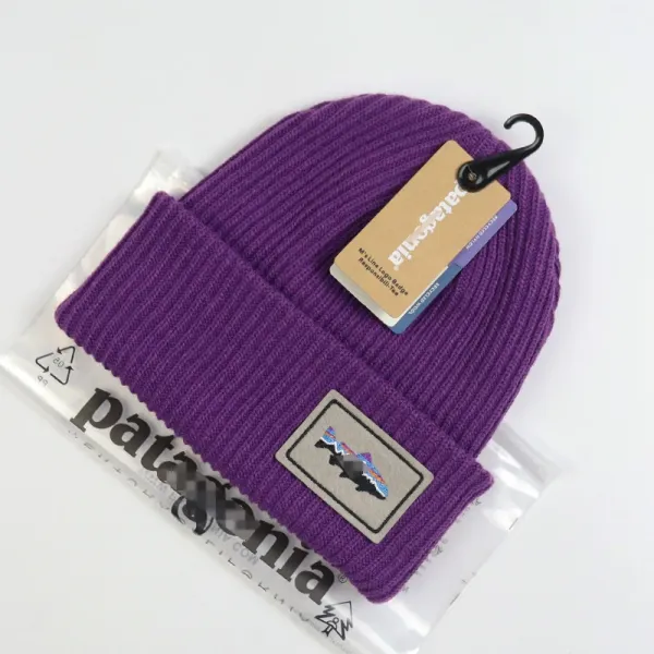 Patagonia Fish Logo Beanie Purple - 1