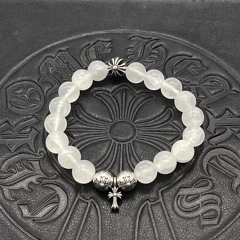 Chrome Hearts Black Onyx Bead Bracelet with Cross Charm Jewelry - 30