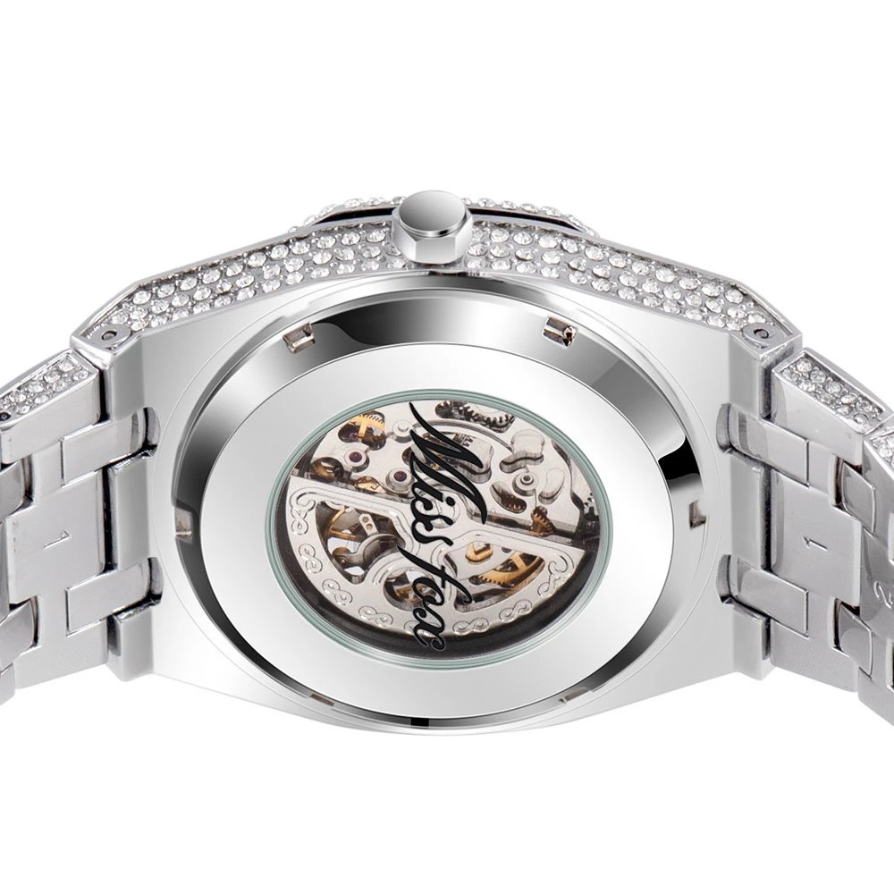 Design Skeleton Watch Rose Gold Crystal-Encrusted Mechanical Watch Watches - 9