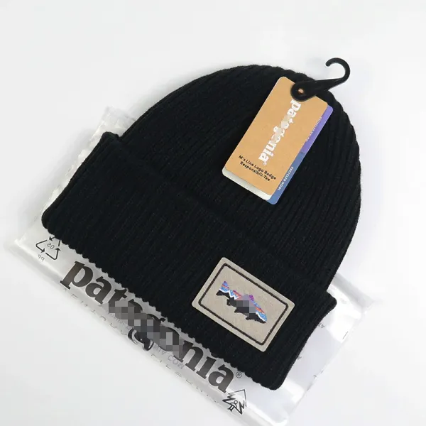 Patagonia Mt. Line Logo Badge Beanie Black - 1