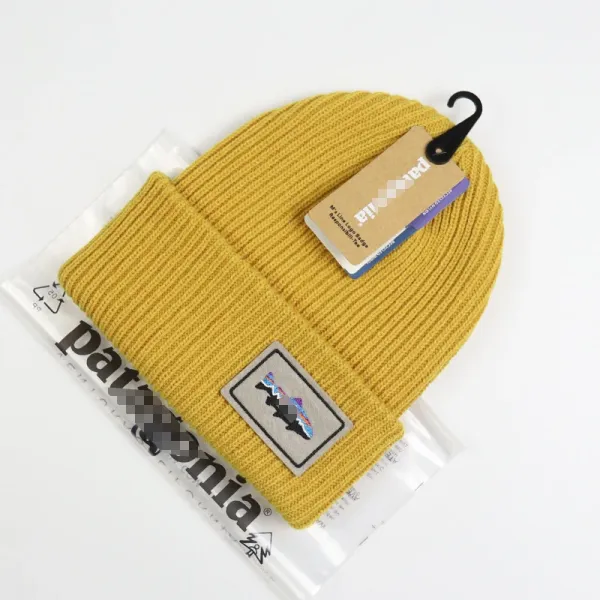 Patagonia Fish Logo Beanie Mustard Yellow Beanie - 16