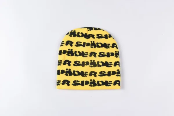 SP5DER Spider Web Rhinestone Beanie Neon Green - 18