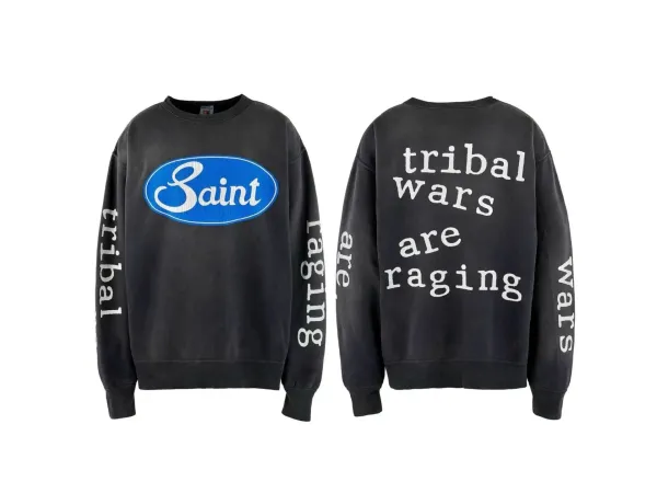 Saint Tears Tribal Wars Are Raging Black Oversized Hoodie - 1