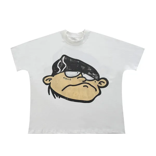 Design Expose x Unknown Artist Cartoon Face Graphic T-Shirt White T-Shirts - 1