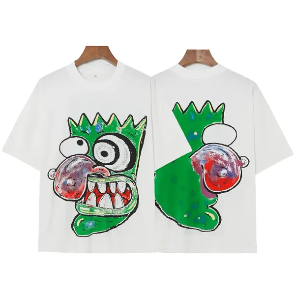 Design Cartoon Monster Graphic Print Oversized T-Shirt White - 1