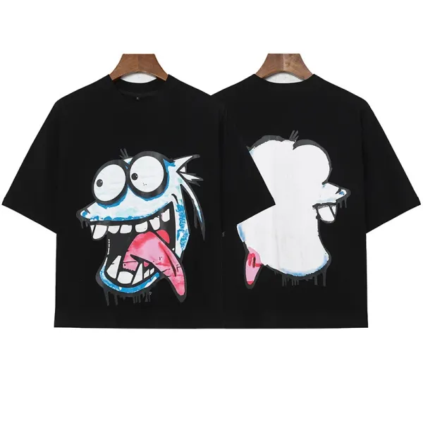 Design Cartoon Dripping Face Graphic T-Shirt Black - 1