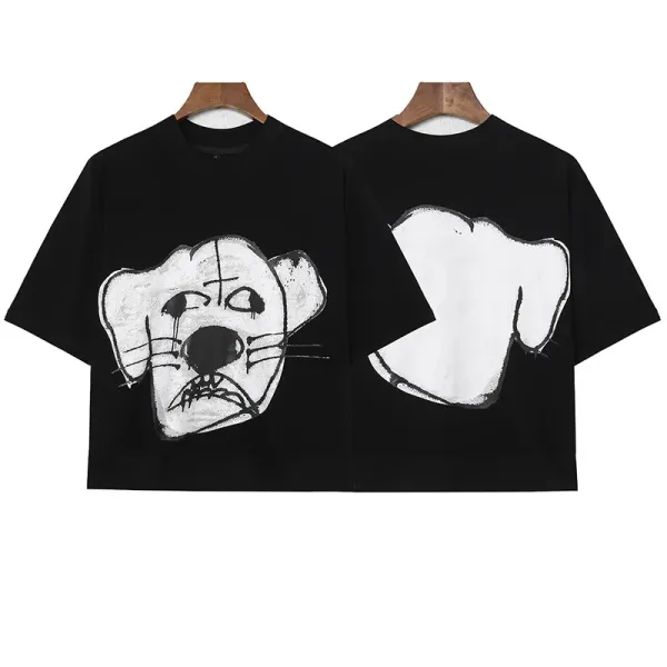 Design Graphic Print Cropped T-Shirt Black - 1